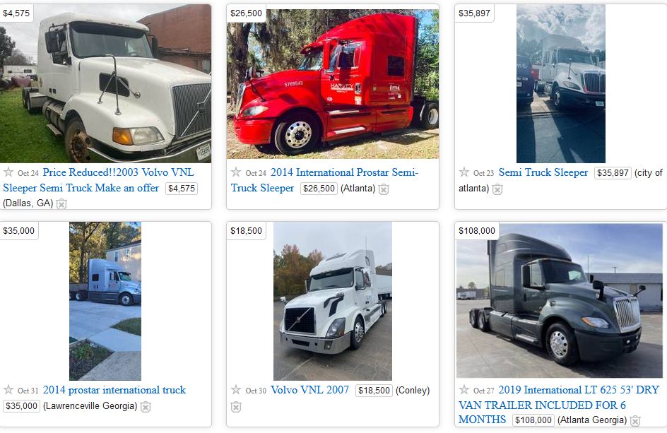 Craigslist Semi Trucks for Sale By Owner Georgia